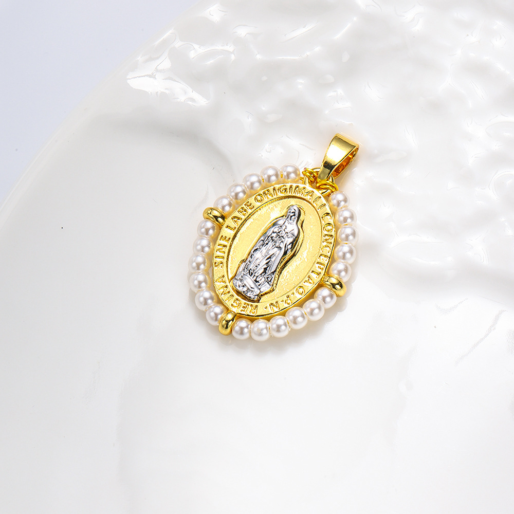 Moda europea y americana hecha a mano cristal oval de dos colores colgante colgante de bronce temperamento colgante de retrato