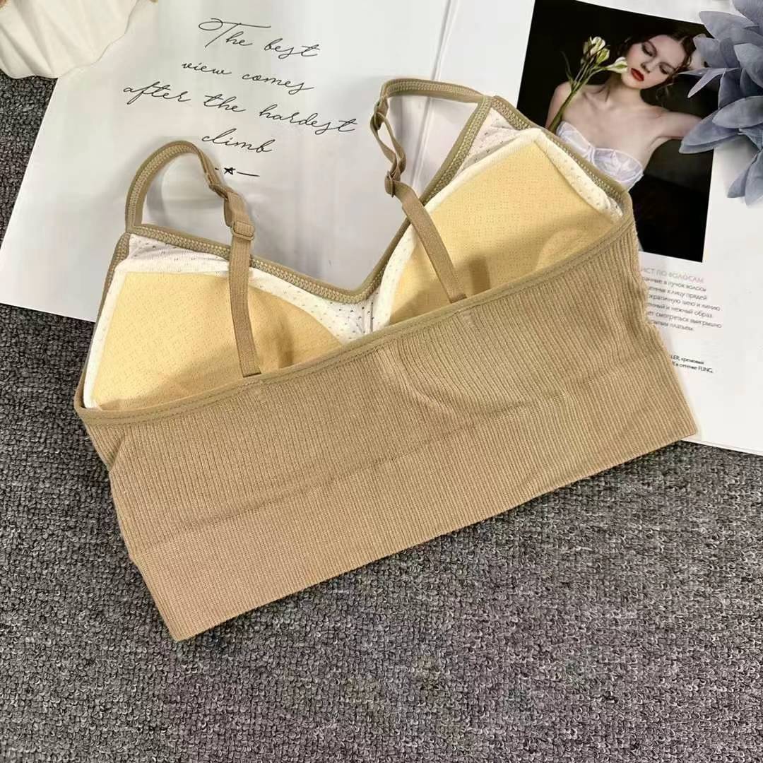 Nueva taza fija sin costuras hermosa espalda sin anillo de acero ropa interior chaleco chaleco cómodo ropa interior damas base sostén al por mayor