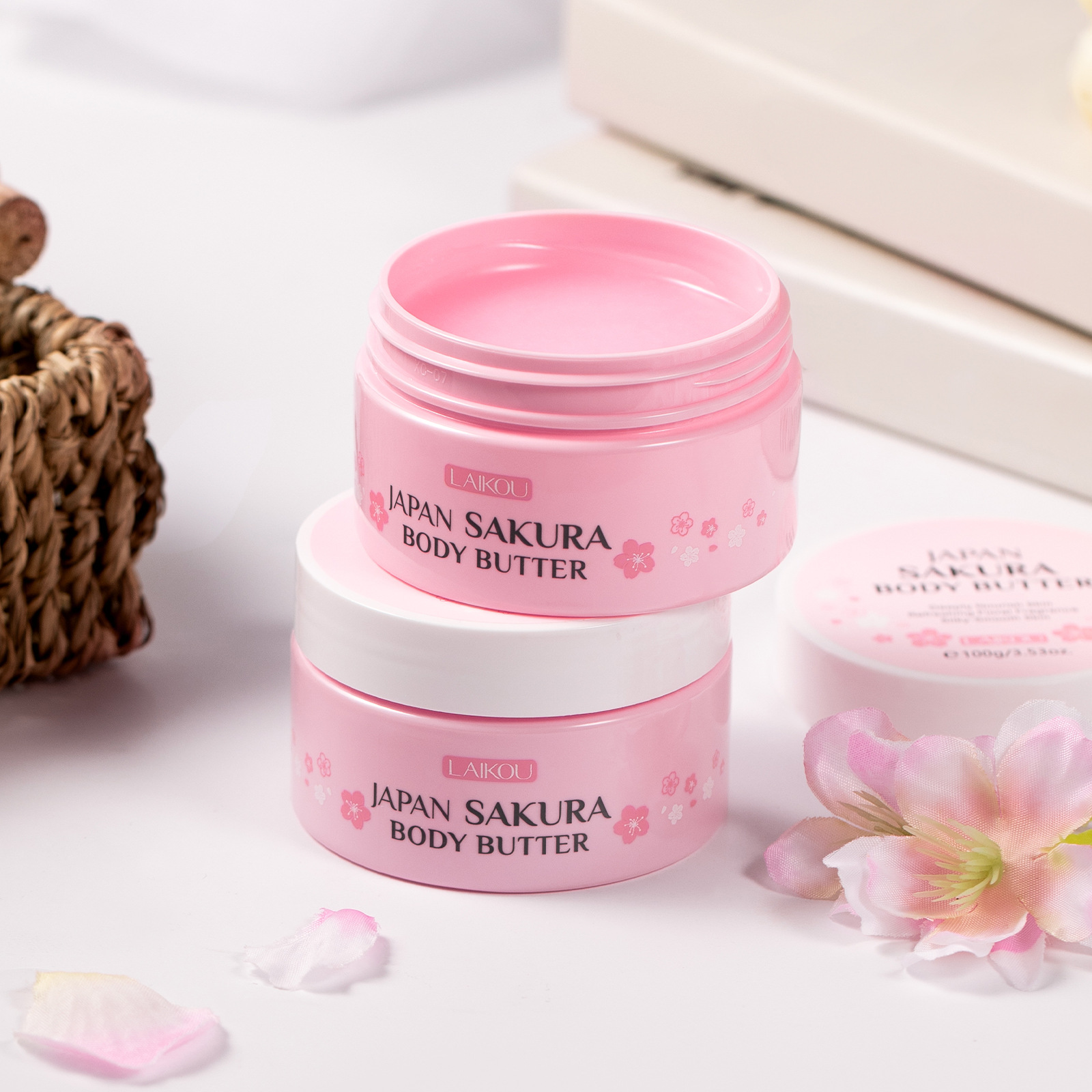 Cross-border LAIKOU Sakura Body Oil 100g Hydrating and Moisturizing Manufacturer's wholesale Body Moisturizing cream in stock undefined