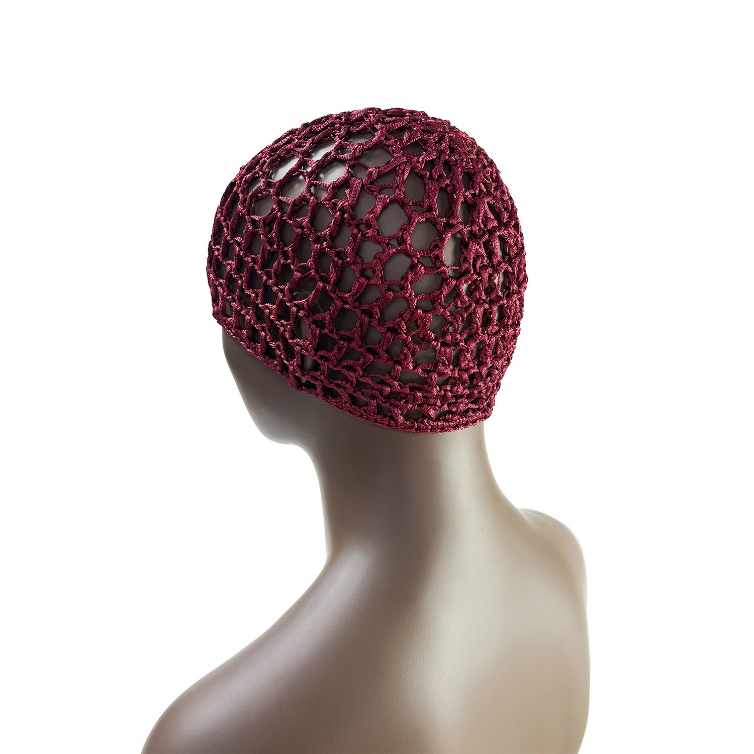 Hand woven sleeping cap wig net bag solid color fashion knitted wool hat hollow confinement cap_voghion.com