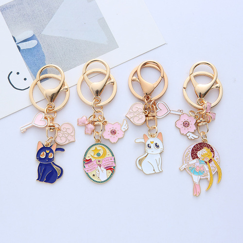 Creative Sailor Moon Keychain Luna Cat Car Keychain Cartoon Cute Couple Backpack Bag Pendant