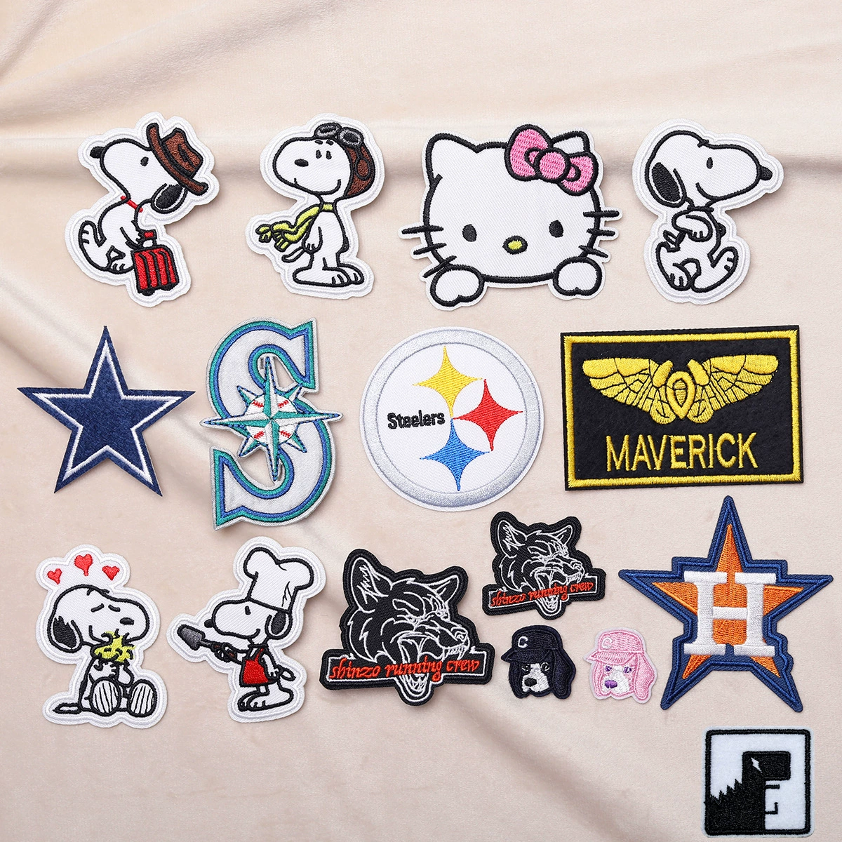 Милый щенок, мультяшное животное, тканевая нашивка с вышивкой, модный брендовый значок, модная нашивка, нашивка для одежды, сделай сам, пятиконечная звезда, котенок