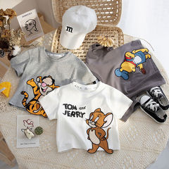24新款白色傑瑞男童短袖t恤夏裝棉兒童寶寶小童卡通寬鬆半袖打底T