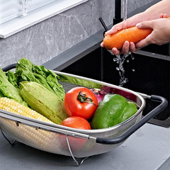 ステンレス伸縮式水切りかご、家庭用食器水切りラック、野菜洗いかご、箸かご、キッチン収納シンク水切りラック