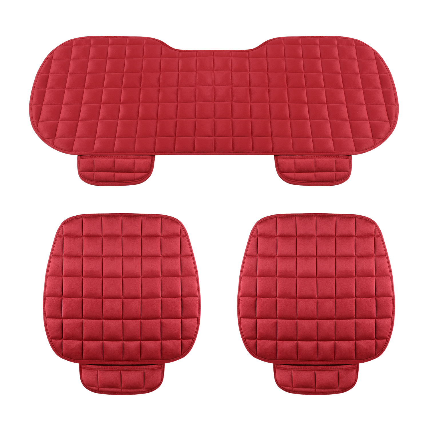 Seat cushion, seat cover: Universal Rear Single Piece - wine-red-three-piece-set-universal