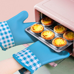 High-temperature resistant 300℃ silicone oven mitts microwave oven oven home kitchen use thickened heat insulation anti-scalding baking tray baking