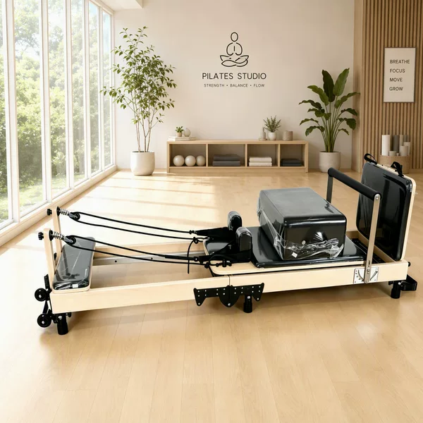 Oak Pilates Core Bed with Foldable Silent Slide Rails for Commercial Use, Yoga Pilates Training Bed, Factory Hot-Selling