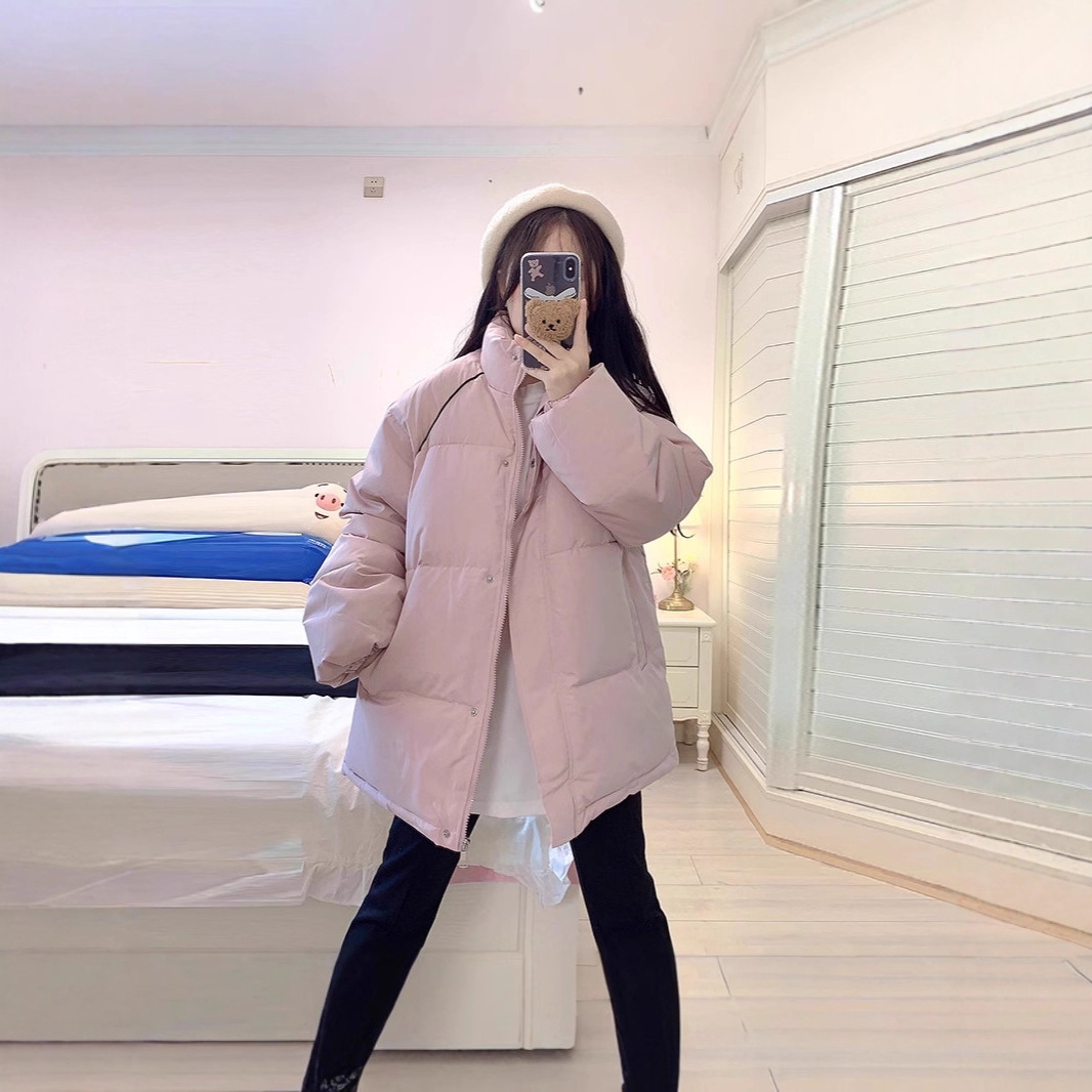 2025 nueva ropa de algodón para mujeres coreanas de estilo piloto pequeño engrosado ropa de algodón caliente rosa para mujeres invierno