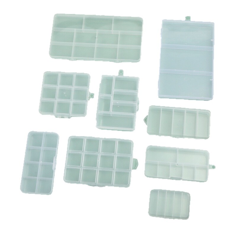 长方形透明塑料一体扣10 15 24盒分格式带盖首饰饰品小物件收纳盒|undefined