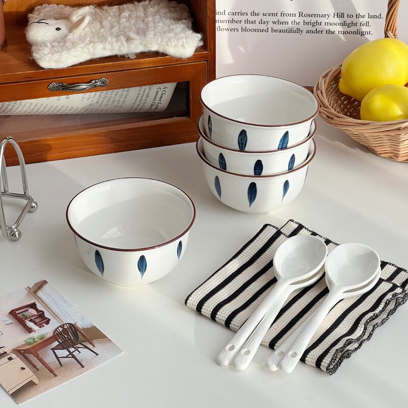Chiba Ceramic Rice Bowl Household Tableware Simple and Stylish 2026 New Model Underglaze Color Spoon Set Chiba Ceramic Rice Bowl Household Tableware Simple and Stylish 2026 New Model Underglaze Color Spoon Set