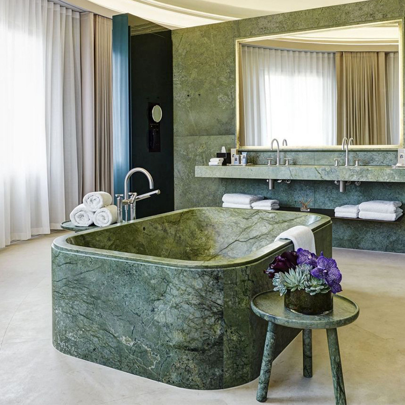 Marble bathtub Floor type one adult hotel Homestay rectangle Light extravagance Travertine Freestanding Bathtub
