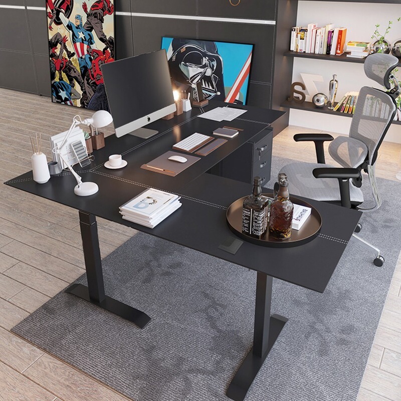 Corner Solid Wood Electric Height-Adjustable Desk, L-Shaped Computer Desk, Writing Office Desk, Study Desk, Household Particle Board Desk Corner Solid Wood Electric Height-Adjustable Desk, L-Shaped Computer Desk, Writing Office Desk, Study Desk, Household Particle Board Desk