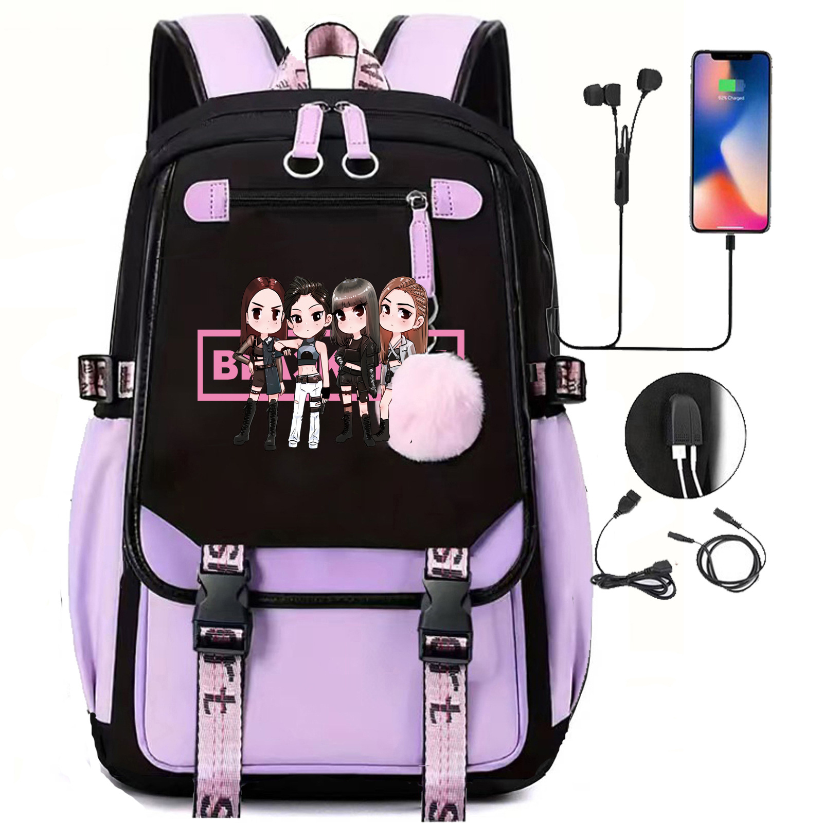 Nueva bolsa de viaje bolsa de deporte estudiante mochila bolsa de carga USB DE LOS NIÑOS gran capacidad bolsa