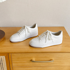 【sheii蘇茵茵】真皮系帶小白鞋女2024春夏季新款厚底休閒鞋板鞋