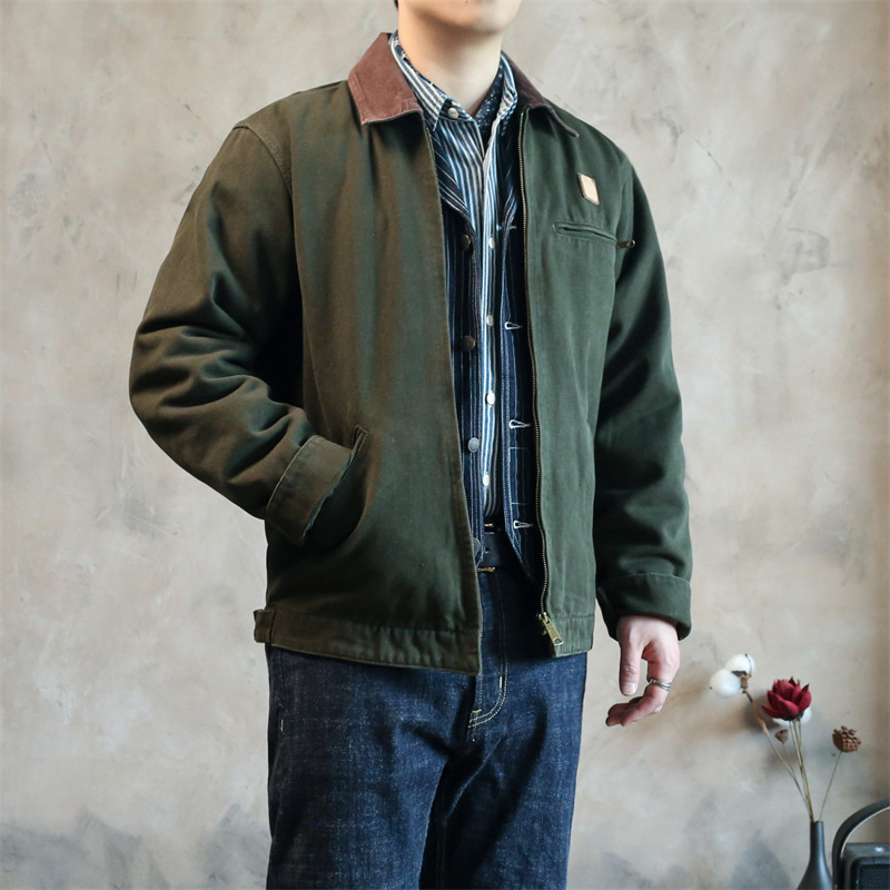 Cleanfit Detroit Carhartt Jacket Men's American Retro Santa Fe J97 Thick Canvas Workwear Coat