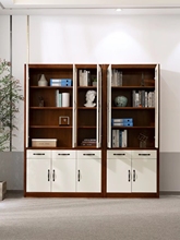 实木书柜书橱书架带玻璃门现代简约家用家具书房自由组合落地储柜