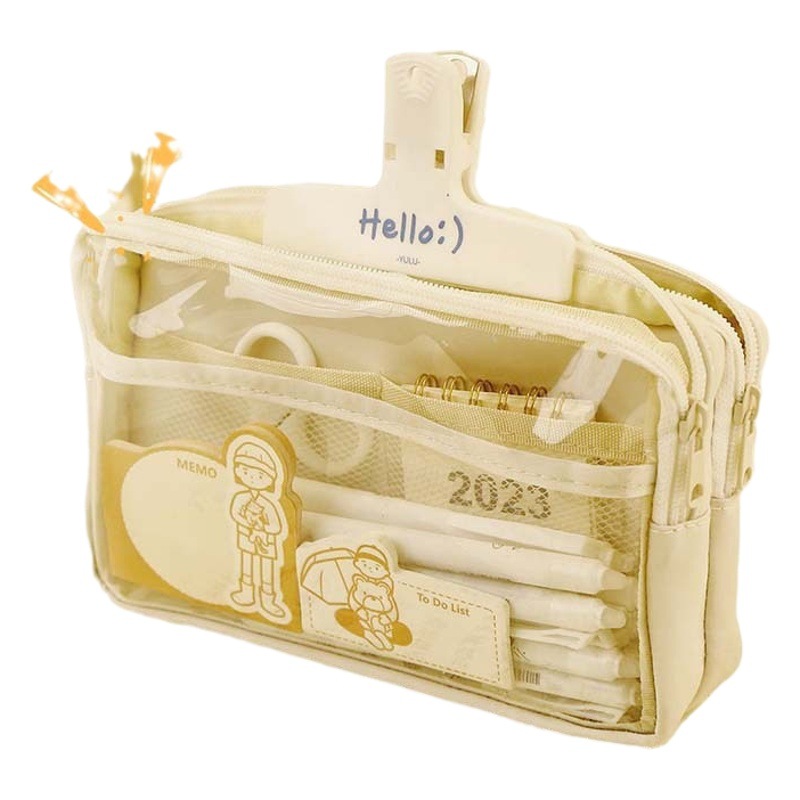 Estuche de lápices transparente 2023 nuevo de gran capacidad de alto rendimiento estudiante de secundaria Escuela Primaria niña papelería caja de lápices