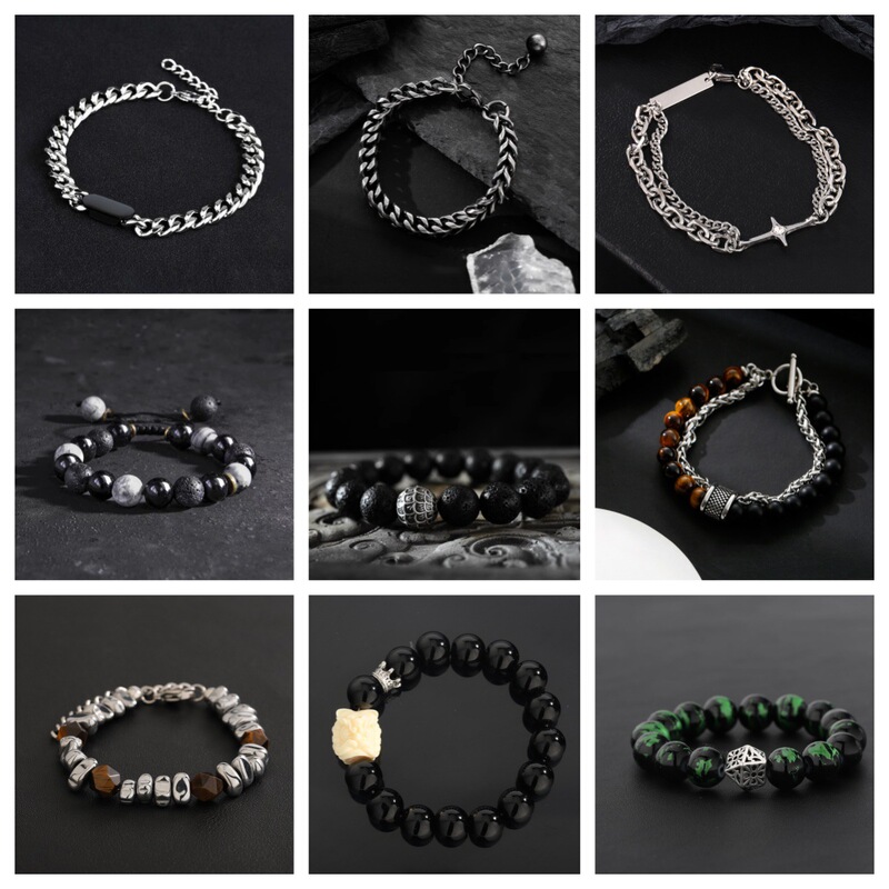 Bracelet for Men, Titanium Steel, Non-Fading, High-End, Versatile, Hip-Hop Popular Jewelry, Women's Simple and Personalized Retro Accessories