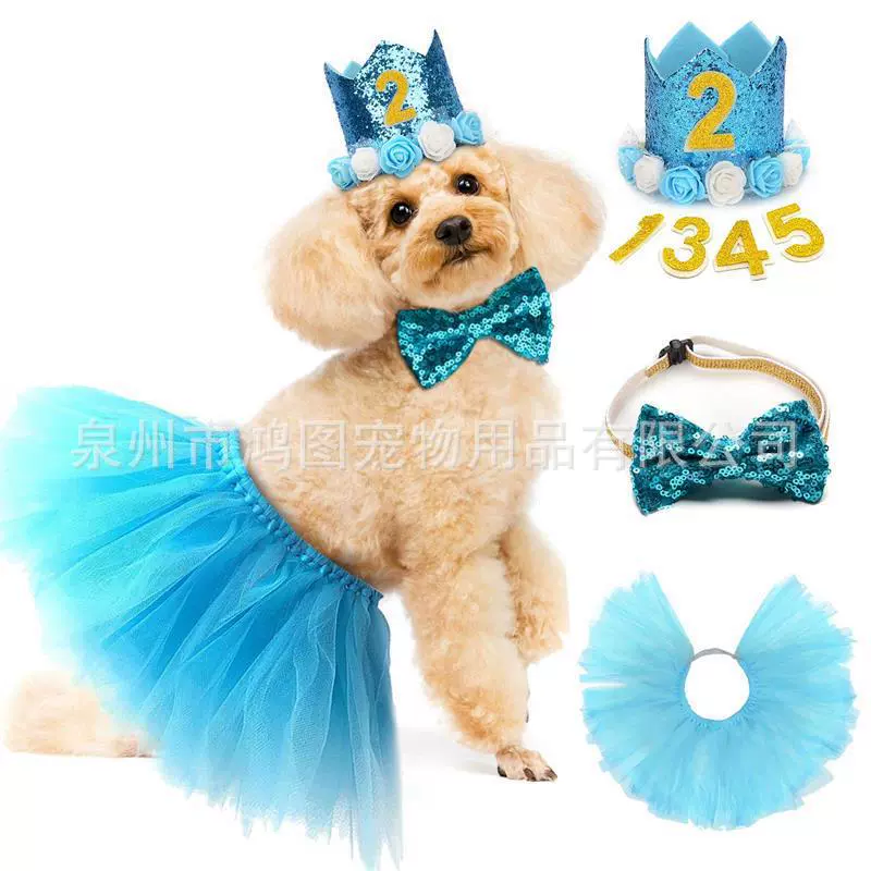 2025 Трансграничная горячая распродажа домашних животных день рождения короны юбка-бабочка набор для домашних животных собаки день рождения