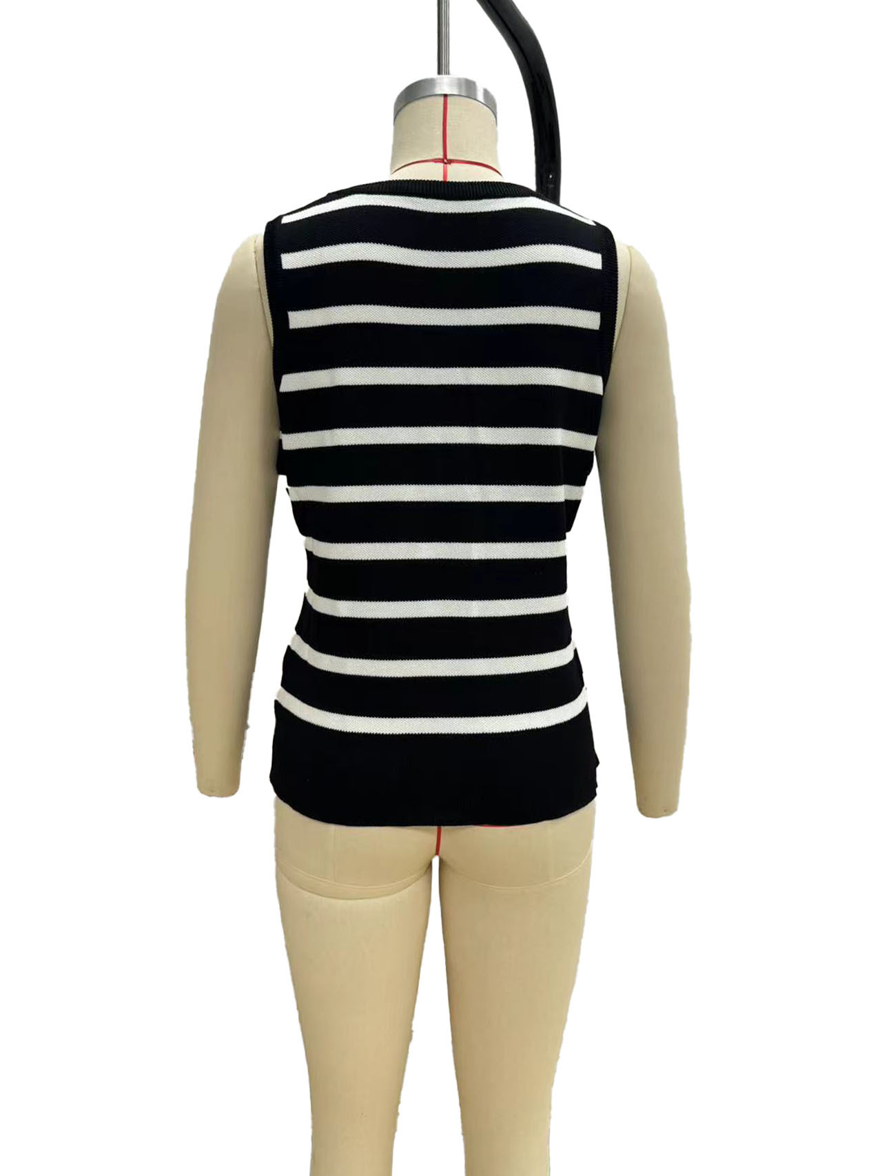 263g Weight Sleeveless Sleeve Length Single Breasted Placket Type Polyester, Viscose fiber Fabric Type Regular Top Length Vest Tops Type Daily Occasion V Neck Neckline Slim Fit Type Stripe Pattern Summer Season Women's Gender Contrast Binding Design Casual, Elegant Style Wholesale Women's Casual Elegant Stripe Sleeveless Contrast Binding Sweaters & Cardigans 11