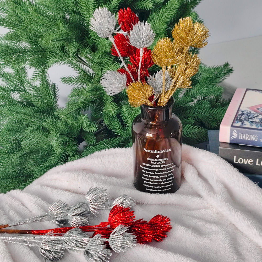 2025 nuevos productos polvo de oro diente de león decoración de Navidad Amazon suministro transfronterizo árbol de Navidad decoración props