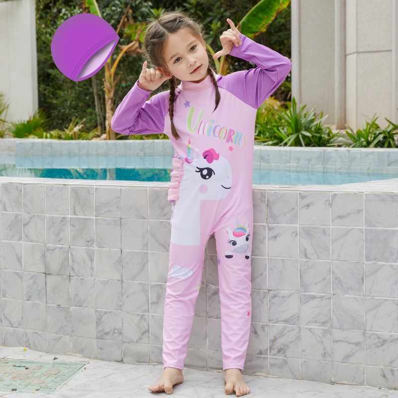 Traje de baño para niños, niña, verano, pequeña, mediana, niña, traje de surf, traje de baño de protección solar, mono, pantalones de manga larga, traje de baño