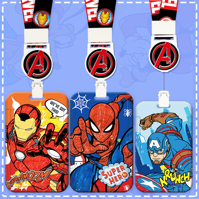Cartoon Card Set Subway Bus Card Delivery Card Easy Pull Buckle Telescopic Lanyard ID Set Student School Card Work Card Card Set
