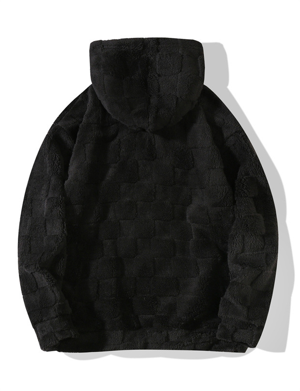 Maglione largo con cappuccio a quadri da uomo, autunno e inverno, casual, di grandi dimensioni_voghion.com