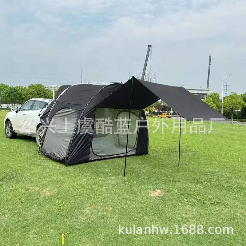 캐노피와 메쉬가 포함된 업그레이드된 테일 텐트 [블랙] 300*(152+152+280)*210CM