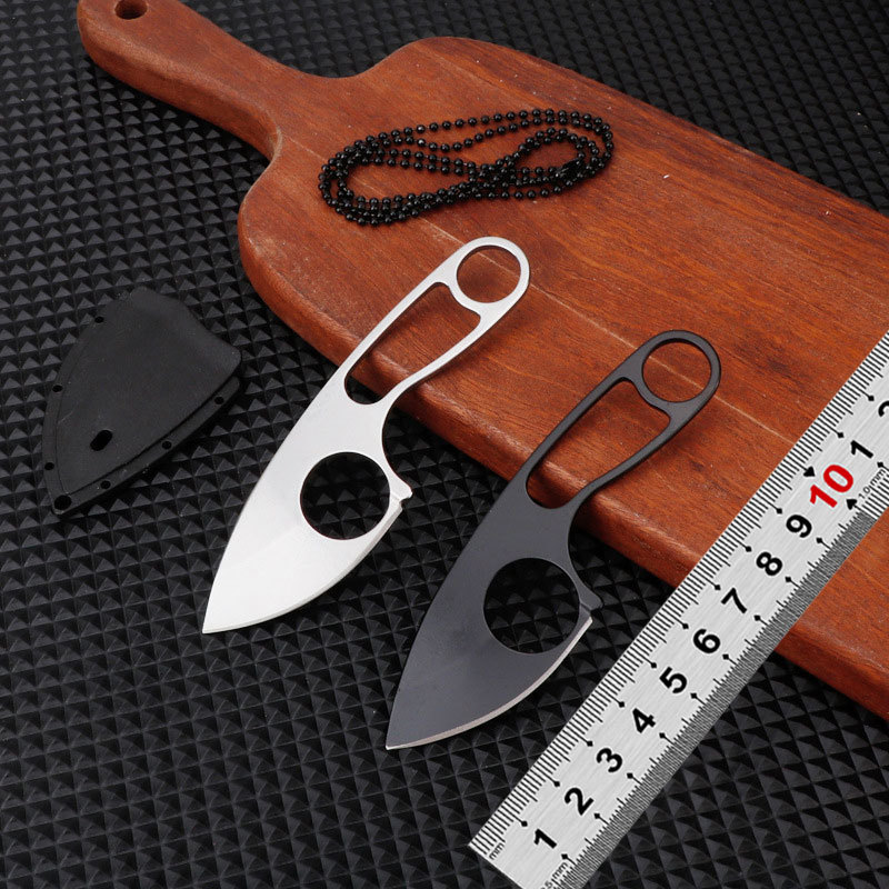 不锈钢户外刀 挂脖子迷你野营小直刀 求生链子小刀多用途便携刀