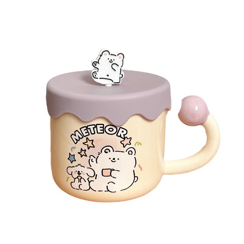 Líneas lindas para cachorros tazas de agua de cumpleaños regalo de mano tazas de cerámica de oficina tazas de café con tapa tazas de pareja