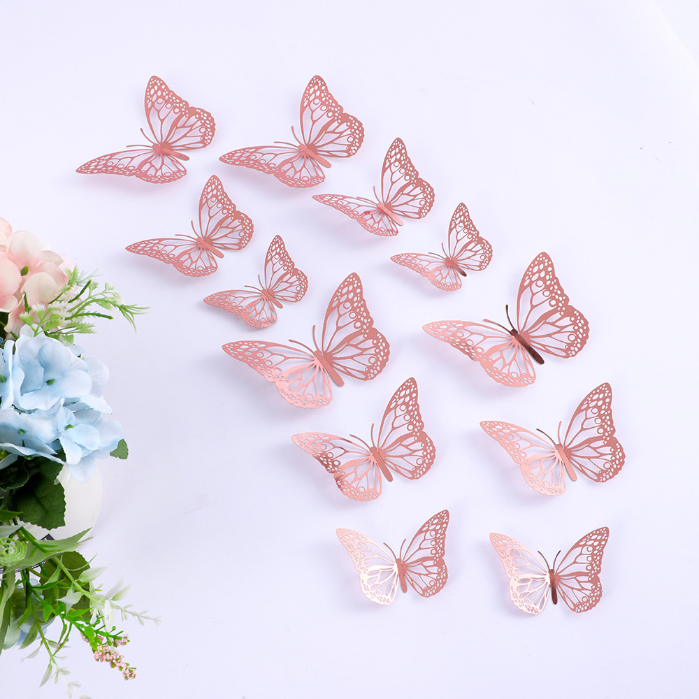 3d metallfjäril väggdekaler för vardagsrumsdekoration_voghion.com