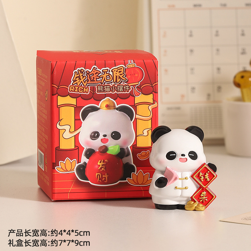 高級感小衆パンダ樹脂置物かわいいオフィスデスクトップ装飾癒しストレス解消女子プレゼント