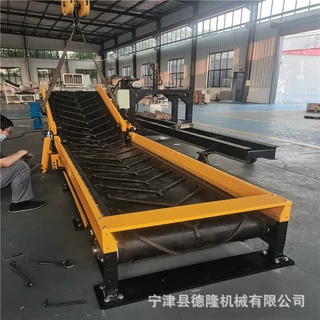 可折叠皮带输送机 黑色橡胶皮带生产流水线 带式提升输送带