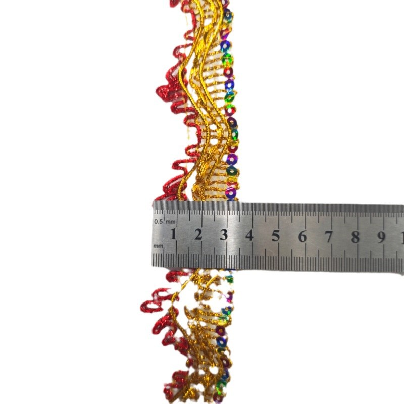 Triángulo de seda dorada, encaje de lentejuelas de color, encaje de torre plegable de mediados de otoño, bolso de camión grande, encaje superior, salón budista, encaje de mesa