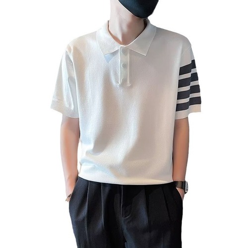 Summer Men's Casual Short-Sleeve Collar POLO Shirt Student Party Social Spirit Youth Plus Size Trendy Half Sleeve T-Shirt