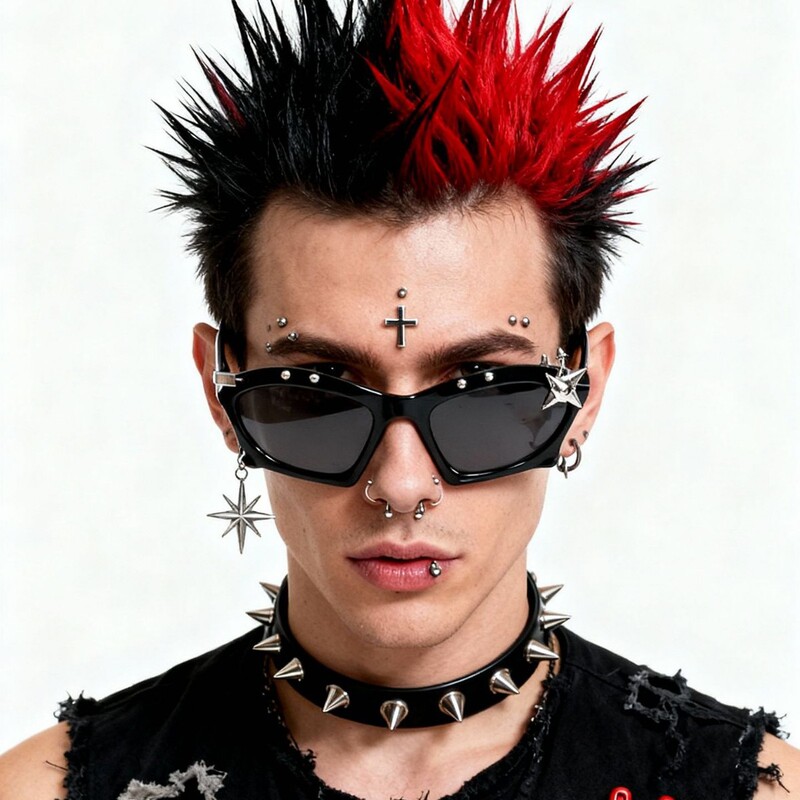 European and American Style Punk Rivet Small Square Sunglasses Square Jelly Transparent Frame Fashion Street Style Punk Glasses