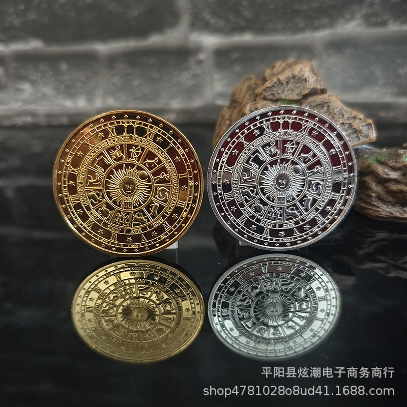 Cross-border supplier sun moon and star transshipment coin twelve constellation metal craft commemorative coin spot Cross-border supplier sun moon and star transshipment coin twelve constellation metal craft commemorative coin spot