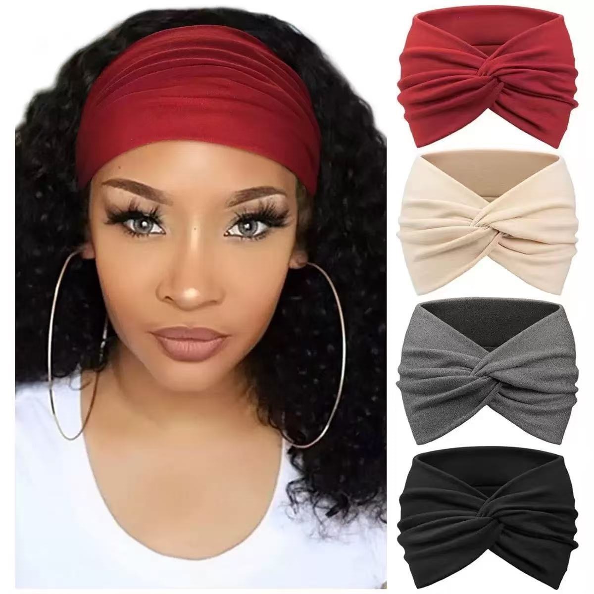 Europa y los Estados Unidos de color sólido banda de pelo deportiva ancho banda de pelo antiperspirante bandana de pelo yoga fitness banda de pelo deportiva absorción de sudor adornamiento para el pelo