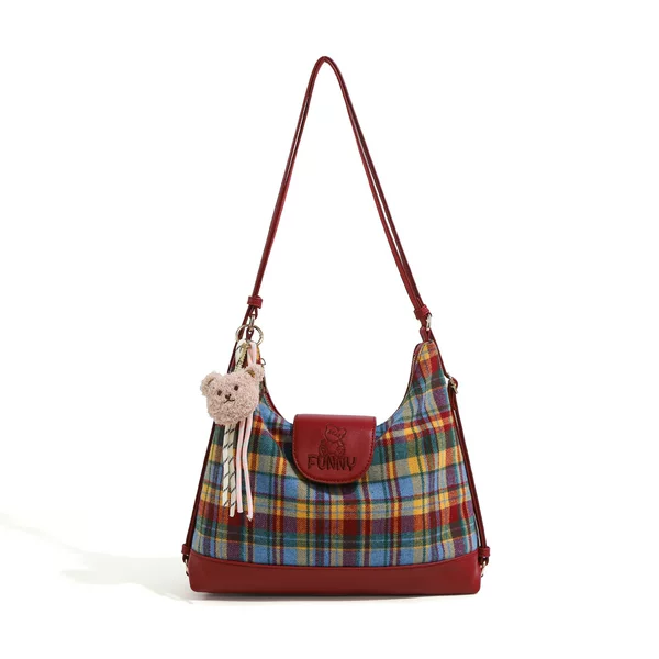 Micherr Michclkicci Multi-Pack Tote Bag, Backpack, Red Plaid Handbag, Shoulder Bag