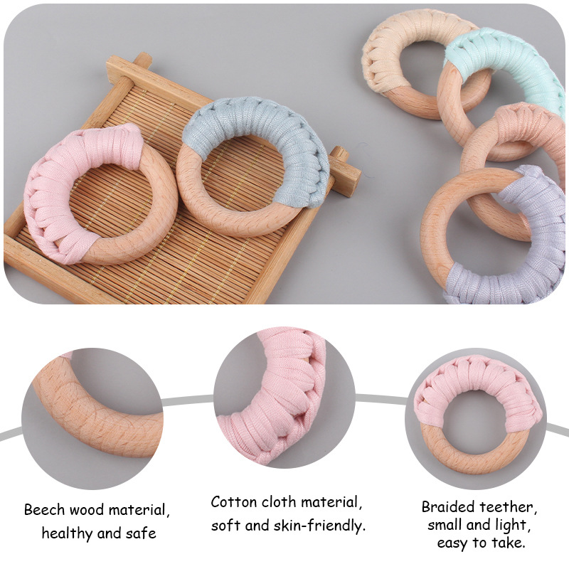 Nuevo bebé suministros hechos a mano de algodón tejido creativo bebé Beech anillo mordedura molar juguete mano