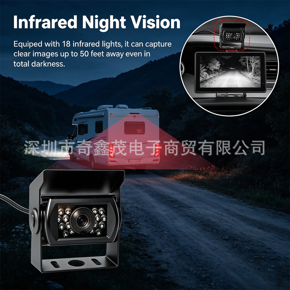 HD Truck Reversing Camera 12-24V Infrared Night Vision Waterproof Bus Truck RV Vehicle Monitoring