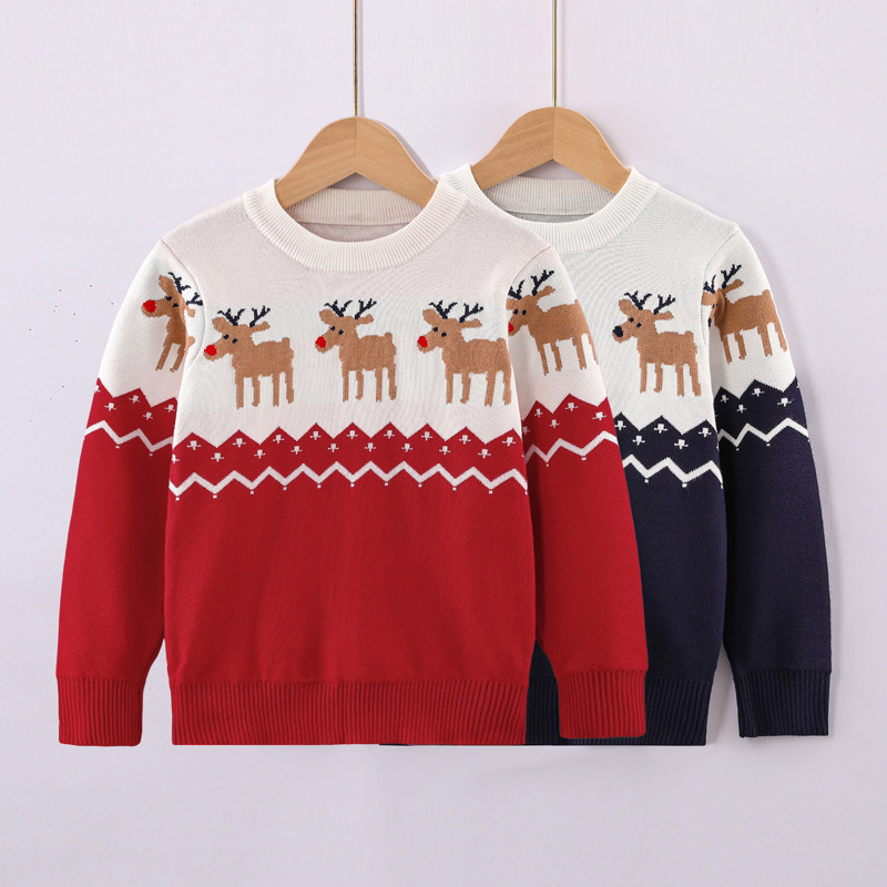 Kinderkleidung Neue Herbst- und Winterkleidung für Jungen mit verdicktem Weihnachtselch-Unterhemd für Mädchen und Kinder_voghion.com