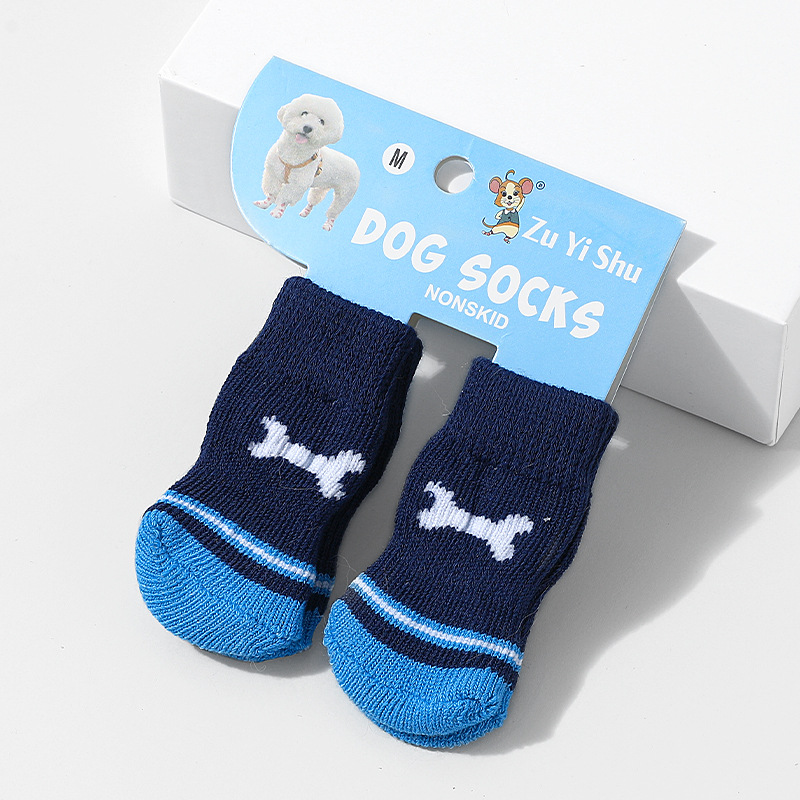 Nuevos calcetines para mascotas de alta calidad antideslizante inferior cachorro calcetines perro pie cubierta de peluche perro caniche calcetines de algodón suministros