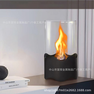 Cross-border new round wave metal base desktop alcohol fireplace real fire stove indoor household small heating stove