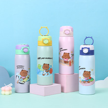 卡通智能真空提手弹跳保温杯304不锈钢儿童防摔运动水壶水杯批发