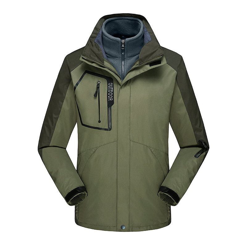 Otoño e invierno chaqueta de las mujeres tres en uno de dos piezas al aire libre impermeable transpirable forro polar ropa de viaje de los hombres imprimible LOGO