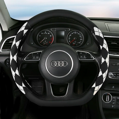 Factory direct car steering wheel: Steering wheel cover - d-type-black-and-white-38cm