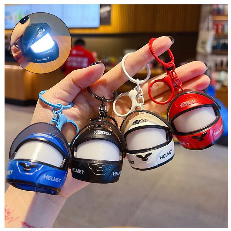Trendy and popular luminous motorcycle helmet keychain, cool student bag pendant, mini night light, gift wholesale Trendy and popular luminous motorcycle helmet keychain, cool student bag pendant, mini night light, gift wholesale