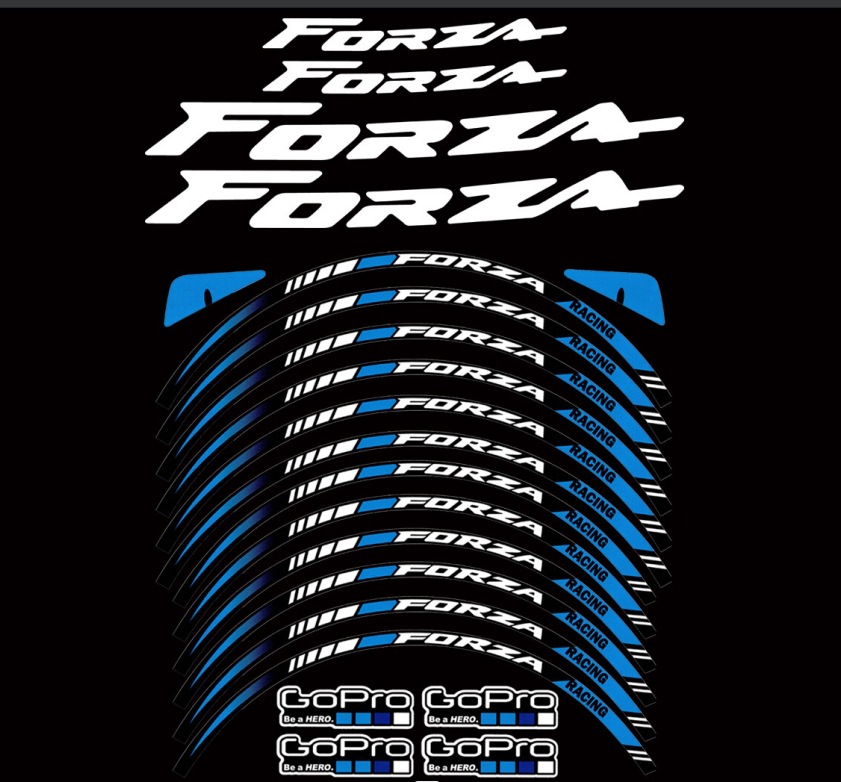 파란색 휠 스티커 + [실버 내부 링] 글자 세트